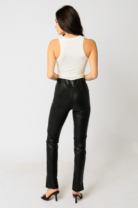 Split Hem Leather Pant