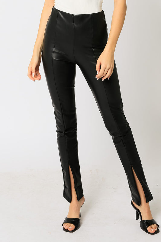 Split Hem Leather Pant