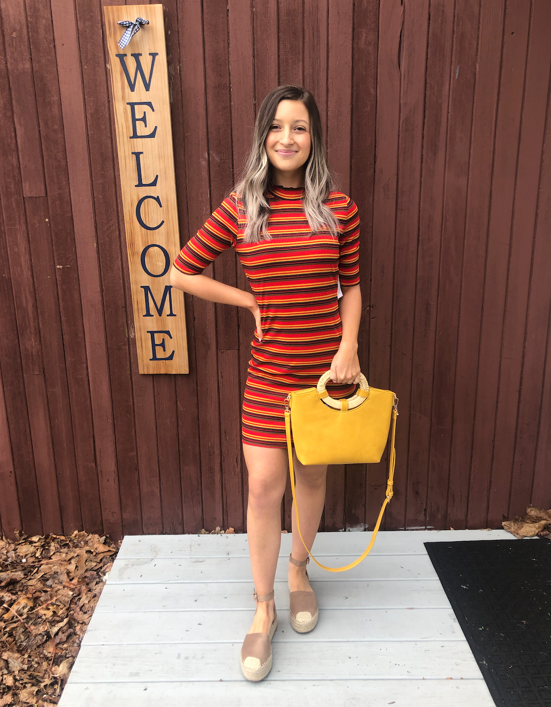 Hi Neck Stripe Dress - La Sorella Boutique